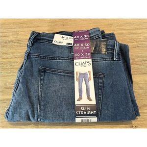CHAPS Jeans 40x30 Slim Straight New Wave Light Wash Mens Jeans Pants New w/Tags